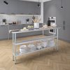 Amgood 14x72 Prep Table with Stainless Steel Top and 2 Shelves AMG WT-1472-2SH
